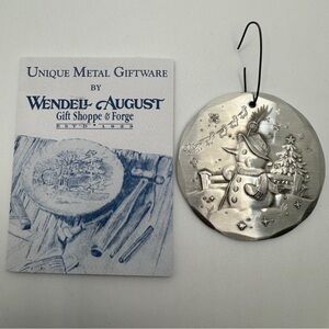 Vintage 1993 Wendell August Snowman Christmas Ornament Santa Reindeer Tree Metal